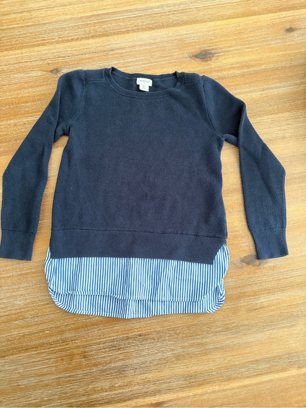 Crewcuts Girls Navy Layered Sweater Shirt Combo Size 6-7 Cotton J.Crew Kids